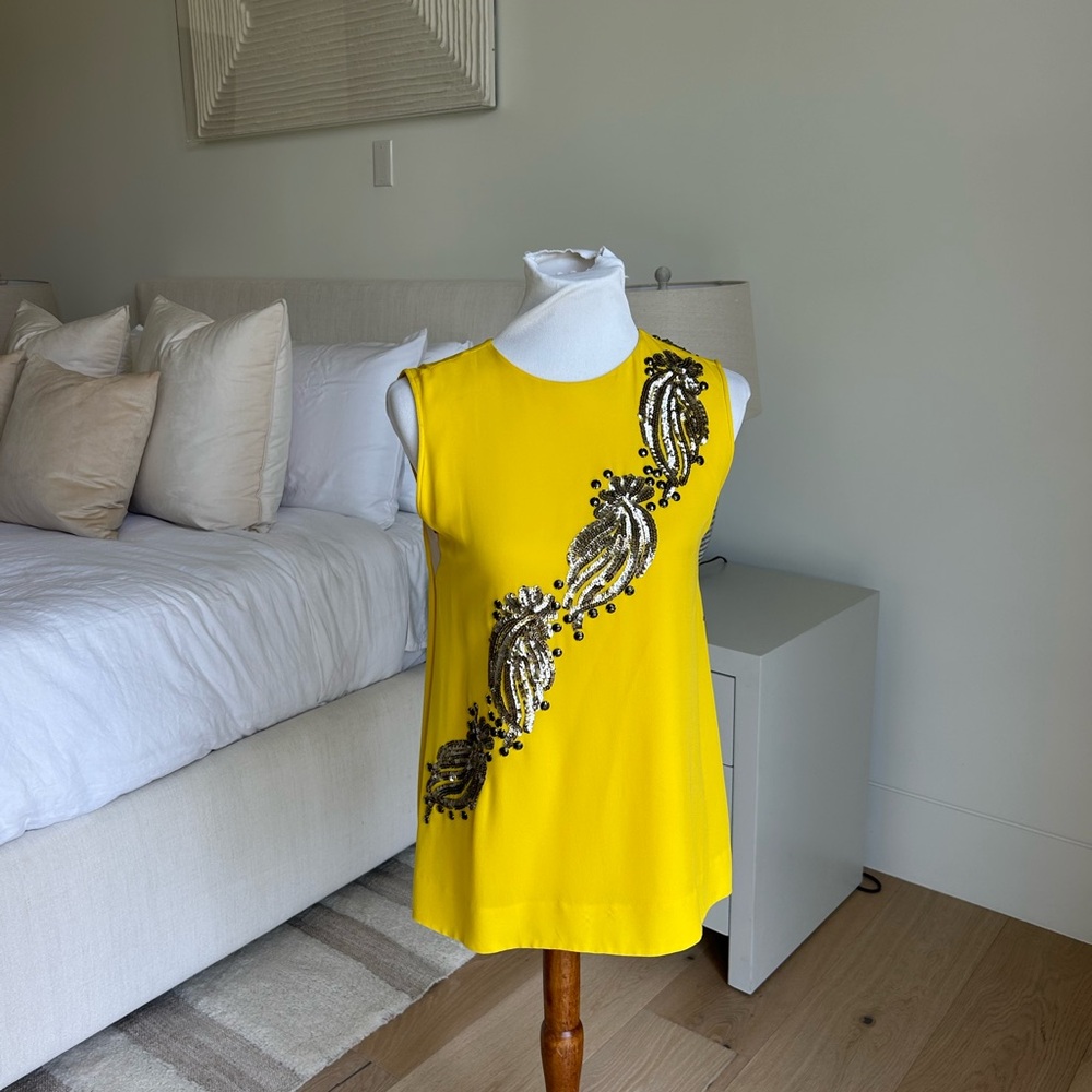 By Malene Birger Yellow Black Tank Top with Modern Silhouette